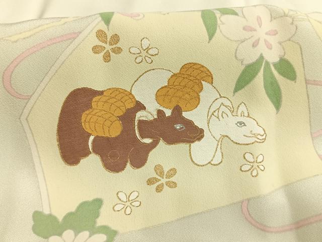 平和屋着物●長襦袢 単衣 絵馬 お守り 金彩 高島屋扱い 正絹 逸品 AABG4775fy