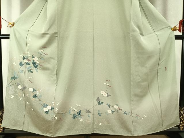 平和屋着物●訪問着 友禅 作家物 枝花文 暈し染め 正絹 逸品 AABG4777fy