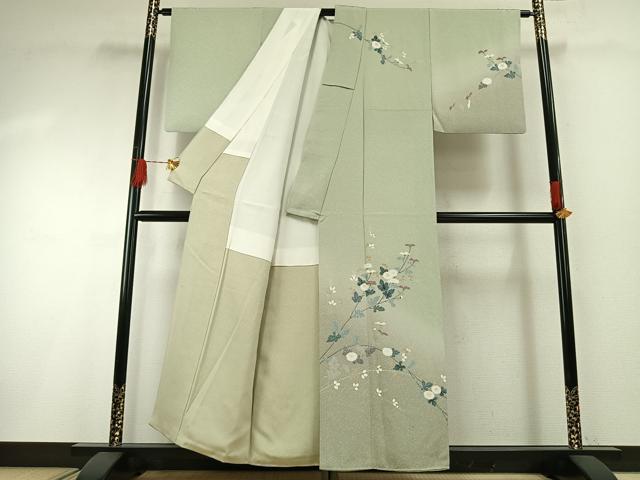 平和屋着物●訪問着 友禅 作家物 枝花文 暈し染め 正絹 逸品 AABG4777fy