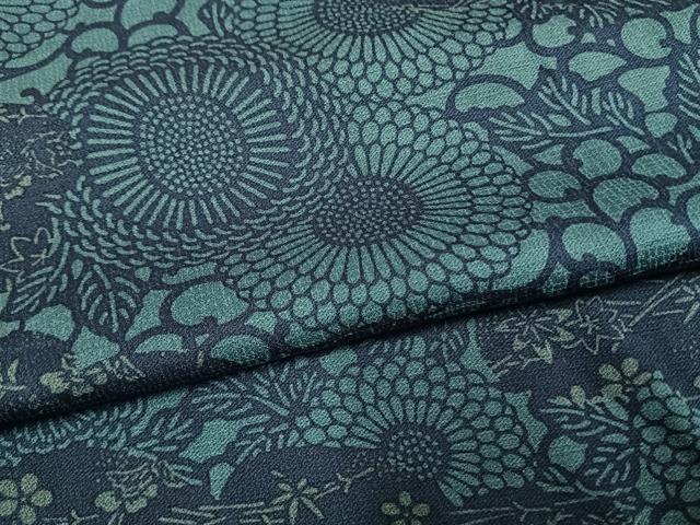 平和屋着物●二代目 楠本忠 訪問着 本藍 型染め 草花文 正絹 逸品 AABG4780fy
