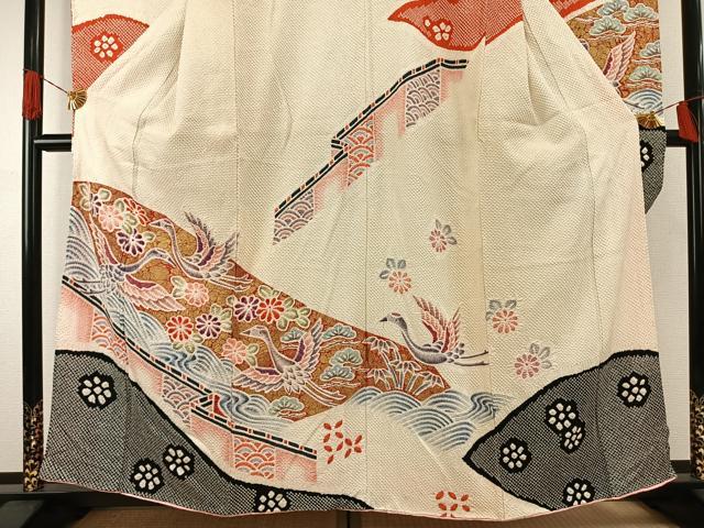 平和屋着物●豪華振袖 総絞り 花鳥文 金彩 正絹 逸品 AABG4781fy