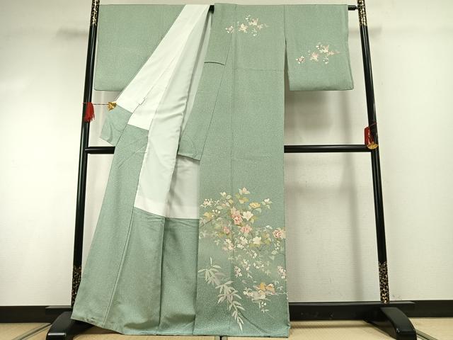 平和屋着物●訪問着 友禅 花鳥文 暈し染め 正絹 逸品 AABG4785fy