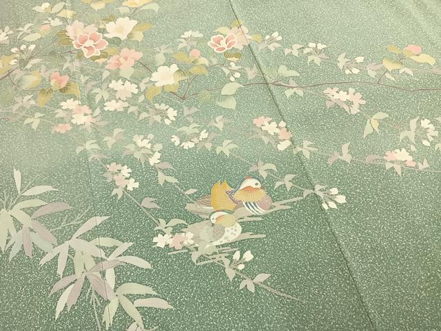 平和屋着物●訪問着 友禅 花鳥文 暈し染め 正絹 逸品 AABG4785fy