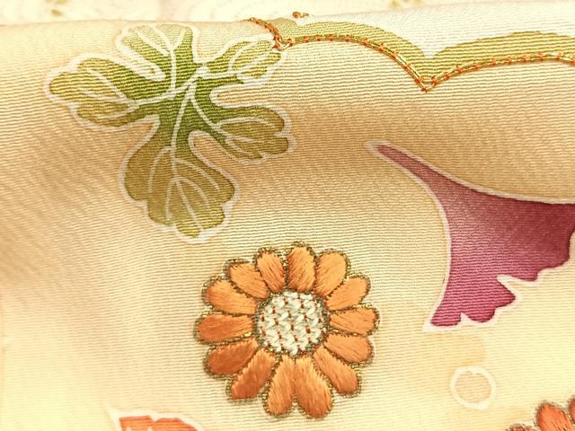 平和屋着物●訪問着 友禅 駒刺繍 雲取り花文 金彩 正絹 逸品 AABG4786fy