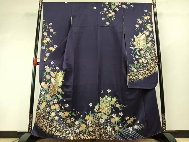 平和屋着物●豪華振袖 御所車花文 金銀彩 正絹 逸品 AABG4788fy