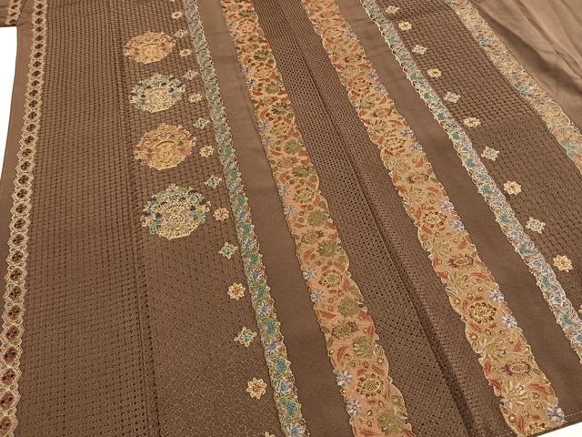 平和屋着物●訪問着 中国三大刺繍 汕頭刺繍 スワトウ刺繍 相良刺繍 総刺繍 吉祥花間道 金糸 正絹 逸品 AABG4789fy