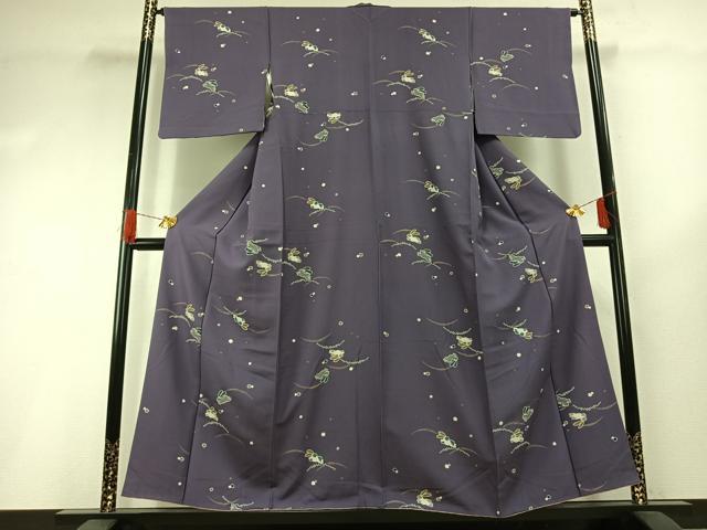 平和屋着物●上質な小紋 兎 芝文 金彩 正絹 逸品 AABG4793fy