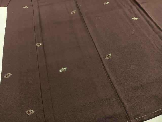 平和屋着物●国際的伝統工芸作家 十二代・藤林徳扇 苑寿 小紋 総刺繍 扇面文 金銀糸 正絹 逸品 AABG4804fy