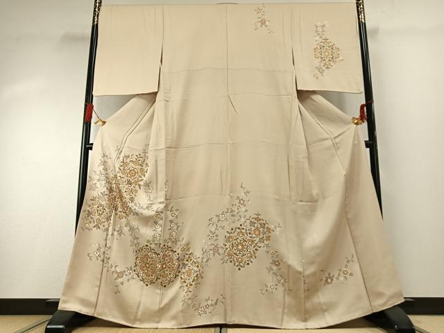 平和屋着物●訪問着 駒刺繍 吉祥花文 金彩 鈴乃屋扱い 正絹 逸品 AABG4805fy