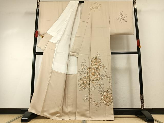 平和屋着物●訪問着 駒刺繍 吉祥花文 金彩 鈴乃屋扱い 正絹 逸品 AABG4805fy