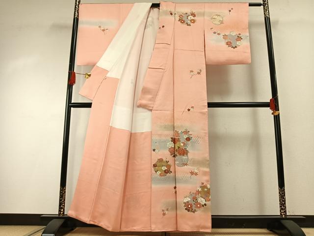 平和屋着物●訪問着 友禅 刺繍 草花文 暈し染め 金彩 正絹 逸品 AABG4815fy