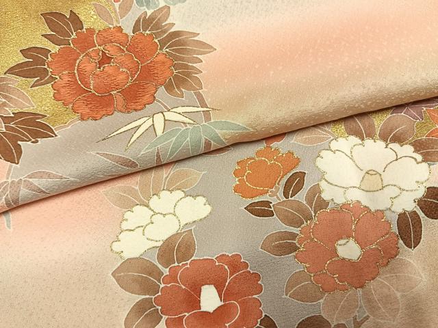 平和屋着物●訪問着 友禅 刺繍 草花文 暈し染め 金彩 正絹 逸品 AABG4815fy