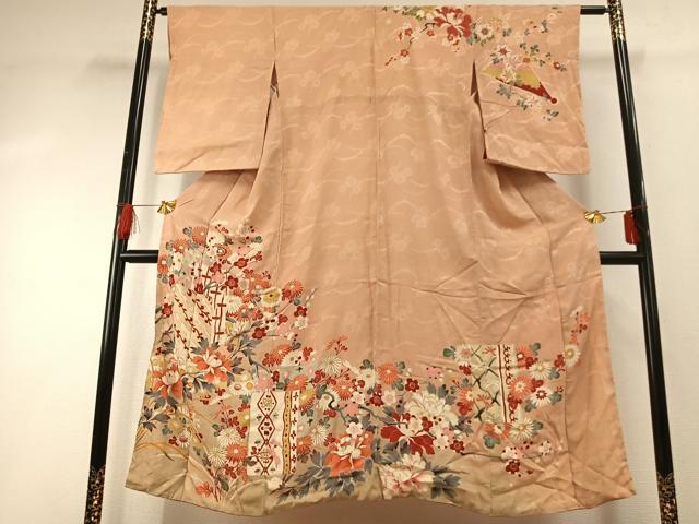平和屋着物●アンティーク 大正ロマン 訪問着 枝花文 暈し染め 金彩 正絹 逸品 AABG4816fy