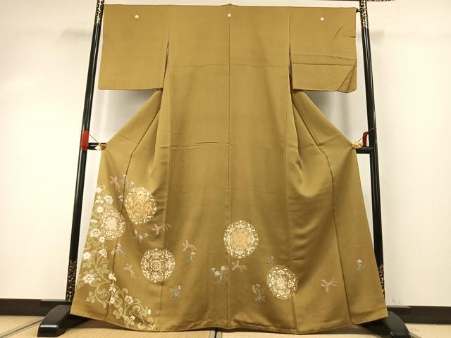 平和屋着物●豪華色留袖 吉祥花鳥文 金彩 正絹 逸品 AABG4819fy