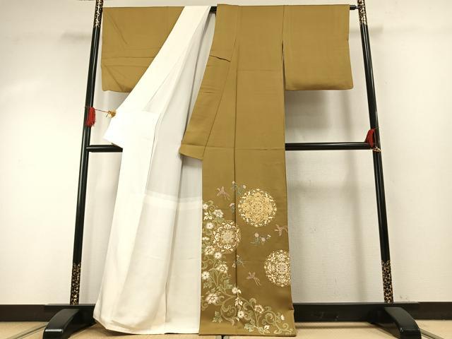 平和屋着物●豪華色留袖 吉祥花鳥文 金彩 正絹 逸品 AABG4819fy