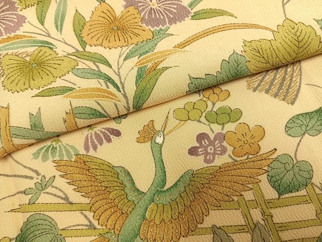平和屋着物●上質な小紋 花鳥文 金彩 正絹 逸品 AABG4822fy