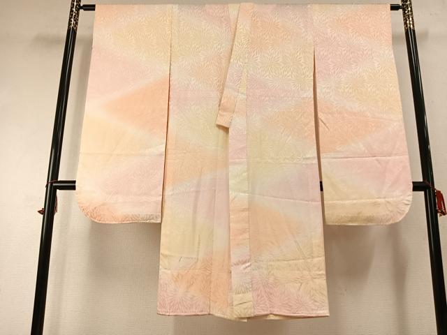平和屋着物●振袖用長襦袢 無双仕立て 花尽くし地紋 暈し染め 正絹 逸品 AABG4824fy