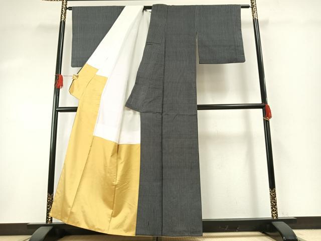 平和屋着物●上質な紬 縞 正絹 逸品 AABG4828fy
