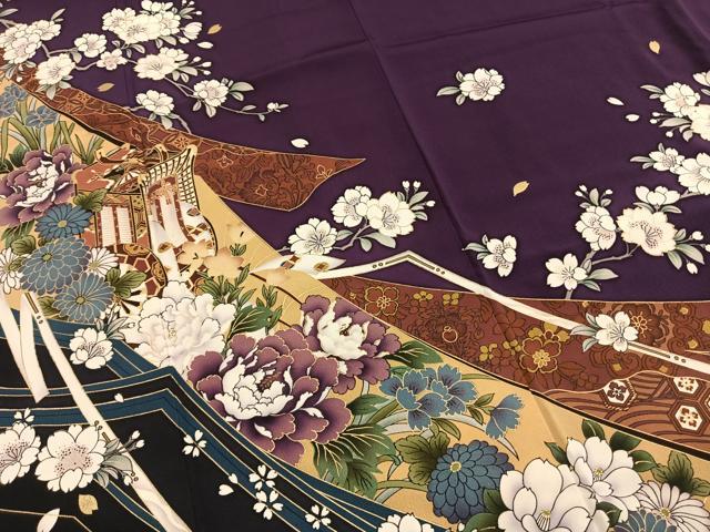 平和屋着物●豪華振袖 御所車花文 金彩 正絹 逸品 AABG4829fy