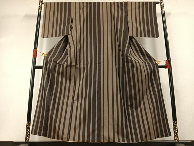 平和屋着物●本場縞大島紬 縞 正絹 逸品 AABG4831fy