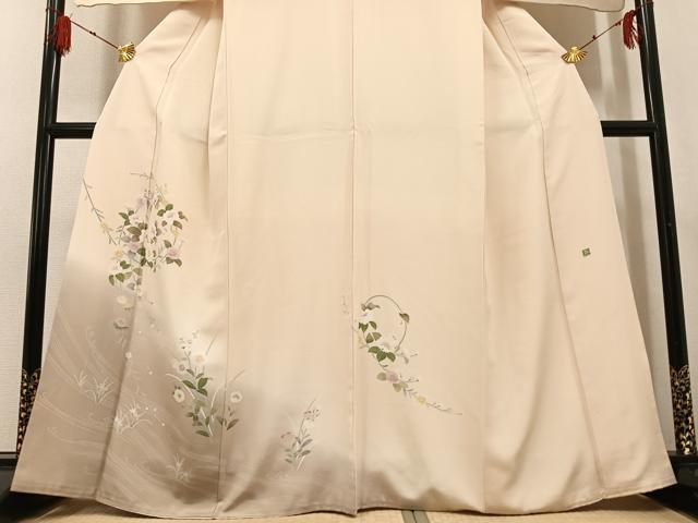 平和屋着物●訪問着 友禅 作家物 草花文 正絹 逸品 AABG4841ph
