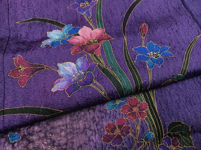 平和屋着物●訪問着 草花文 暈し染め 金彩 やまと誂製 正絹 逸品 AABG4844ph