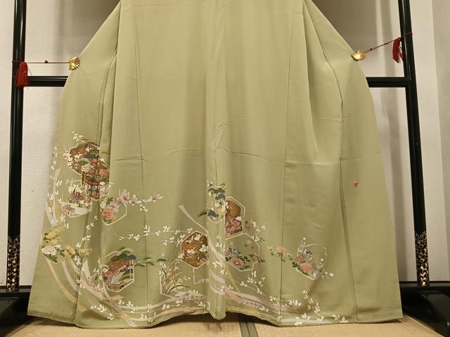 平和屋着物●豪華色留袖 友禅 作家物 貝桶花文 金彩 正絹 逸品 AABG4849ph
