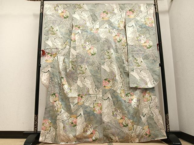 平和屋着物●創業460年・千總 振袖 草花文 金彩 三越扱い 正絹 逸品 AABG4851ph