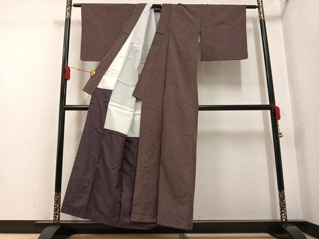 平和屋着物●上質な紬 色無地 煤竹色 正絹 逸品 AABG4854ph