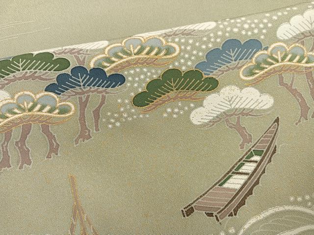 平和屋着物●訪問着 友禅 松竹梅 立波舟文 暈し染め 金彩 ますいわ屋扱い 正絹 逸品 AABG4857ph