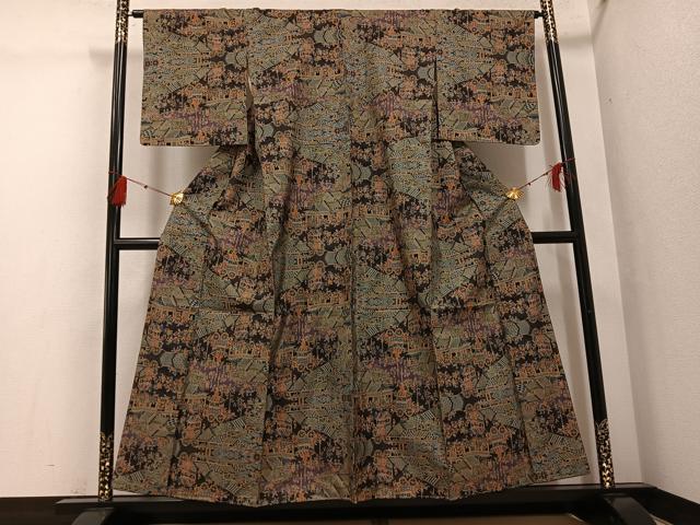 平和屋着物●本場大島紬 一元7マルキ 総絣 祇園祭 正絹 逸品 未使用 AABG4860ph