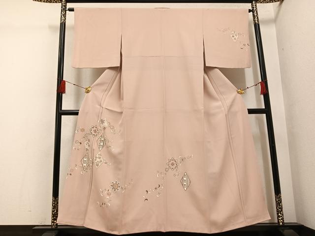 平和屋着物●訪問着 友禅 駒刺繍 花唐草文 金彩 正絹 逸品 AABG4876ph