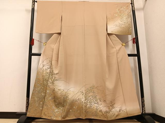 平和屋着物●訪問着 草花文 暈し染め 金銀彩 正絹 逸品 AABG4877ph