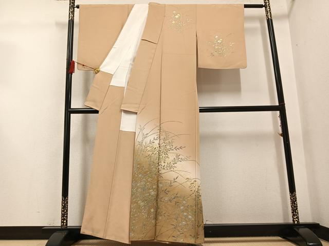 平和屋着物●訪問着 草花文 暈し染め 金銀彩 正絹 逸品 AABG4877ph