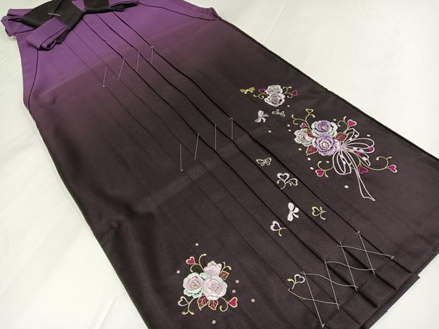 平和屋着物●女性 行灯袴 刺繍 舞花文 暈し染め 洗える着物 未使用 AABG4892ph