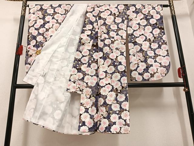 平和屋着物●小振袖 二尺袖 鈴 桜 金彩 洗える着物 AABG4896ph