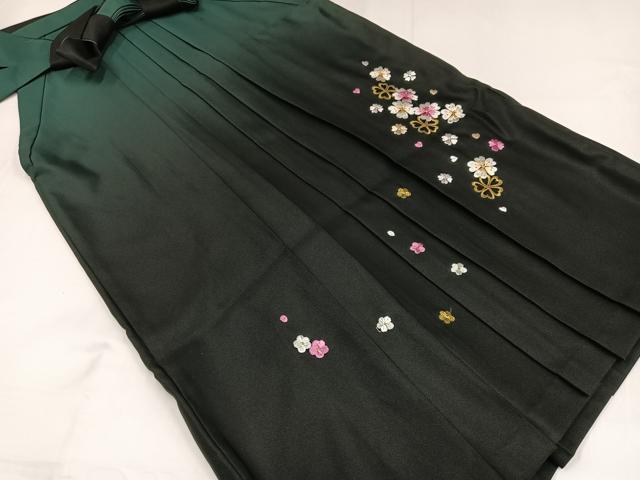 平和屋着物●女性 行灯袴 梅 桜 暈し染め 黒地 洗える着物 AABG4903ph