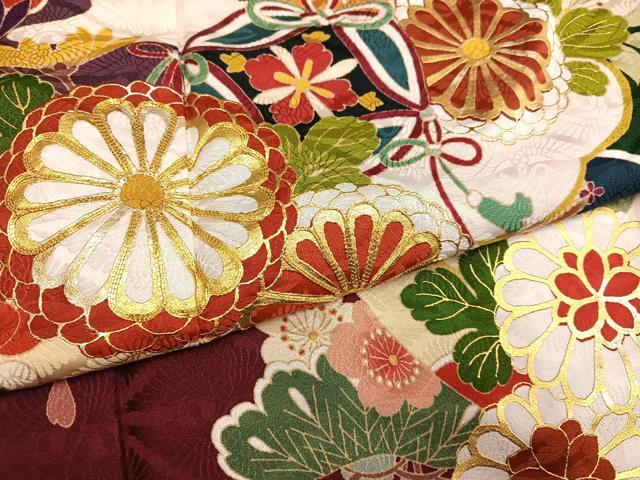 平和屋着物●豪華振袖 駒刺繍 吉祥花宝尽くし 金彩 正絹 逸品 AABG4912ph