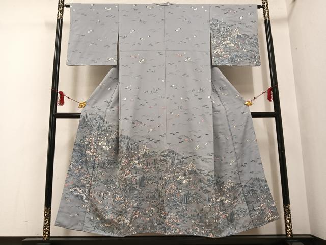 平和屋着物●訪問着 総刺繍 人物風景草花文 正絹 逸品 AABG4915ph