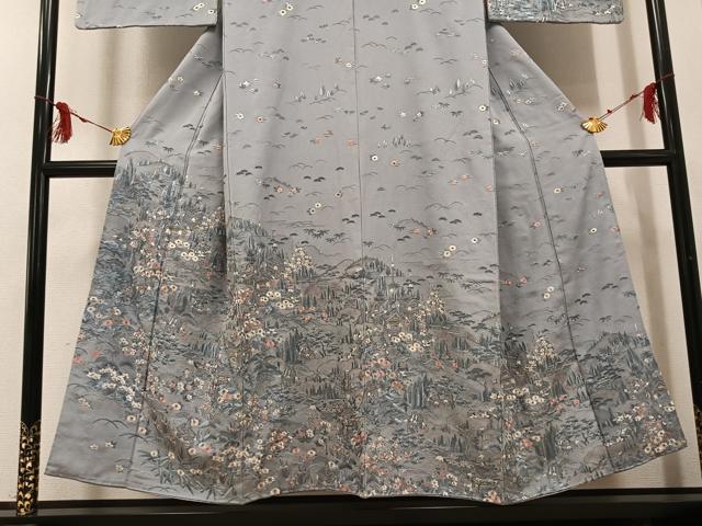 平和屋着物●訪問着 総刺繍 人物風景草花文 正絹 逸品 AABG4915ph