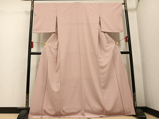 平和屋着物●上質な色無地 水柿色 正絹 逸品 AABG4917ph