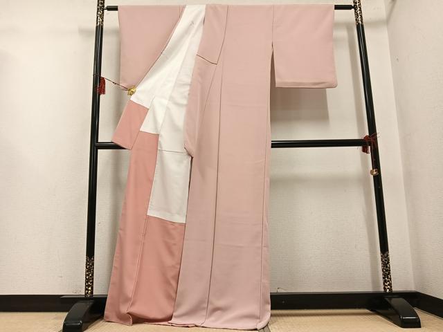 平和屋着物●上質な色無地 水柿色 正絹 逸品 AABG4917ph