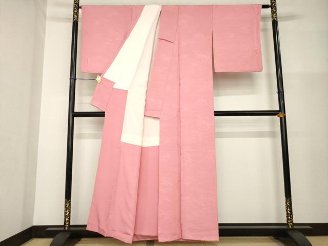 平和屋着物●上質な色無地 立波地紋 薄紅色 正絹 逸品 AABG4928ck