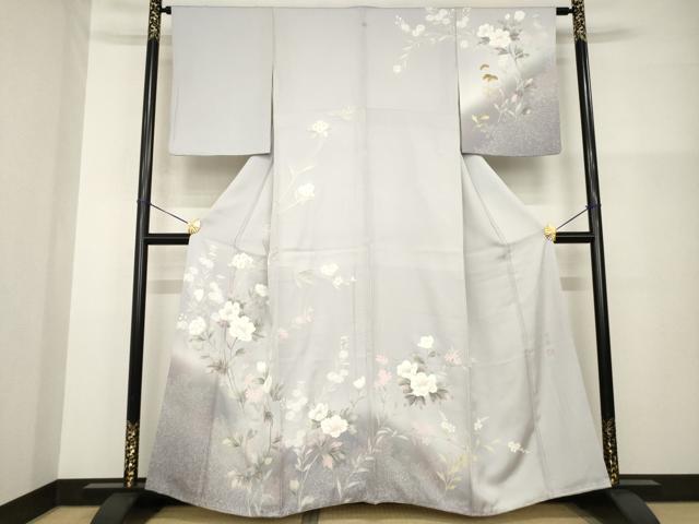 平和屋着物●訪問着 作家物 手描き 草花文 暈し染め 正絹 逸品 AABG4941ck