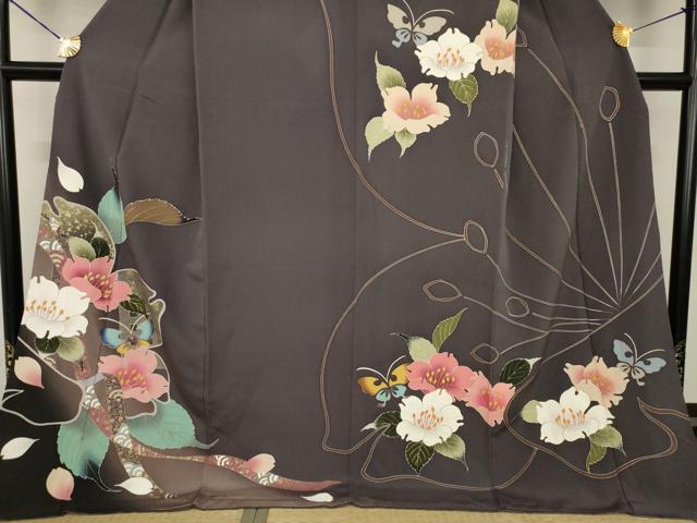 平和屋着物●訪問着 花蝶文 暈し染め 金彩 ロング丈 正絹 逸品 AABG4942ck