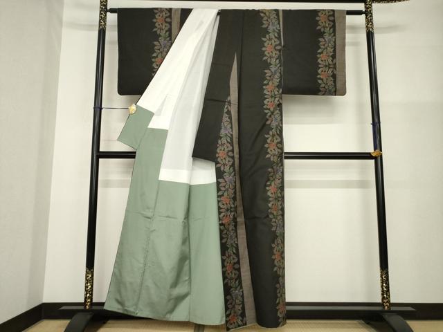 平和屋着物●本場大島紬 カタス9マルキ 地空き 花間道 正絹 逸品 AABG4943ck