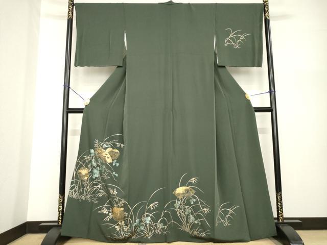 平和屋着物●訪問着　地紙取り立波文　竹屋町刺繍　金彩　正絹　逸品　AABG4945ck 平和屋着物○訪問着 地紙取り立波文 竹屋町刺繍 金彩 正絹