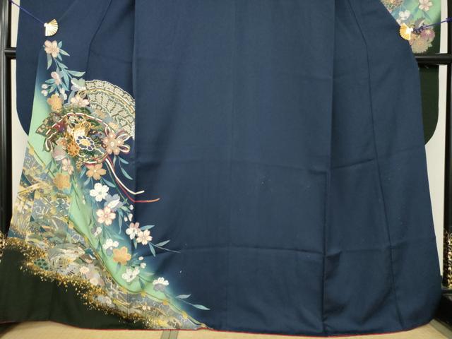 平和屋着物●豪華振袖 扇面御所車花文 暈し染め 正絹 逸品 AABG4947ck