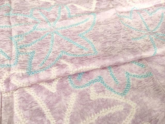 平和屋着物●上質な小紋 総絞り 楓 正絹 逸品 AABG4948ck