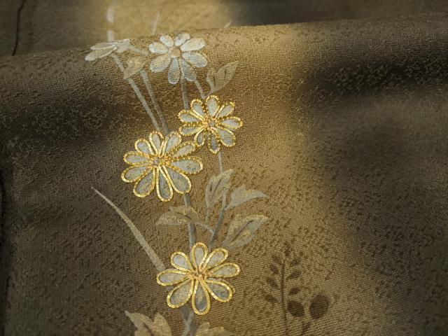 平和屋着物●訪問着 駒刺繍 草花文 暈し染め 金彩 正絹 逸品 AABG4949ck